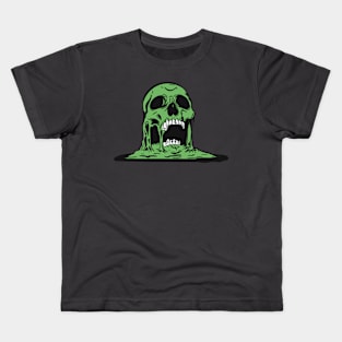 Lime green melting skull Kids T-Shirt